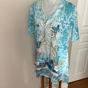 Cativa butterfly tee top L/XL 41-42 bust approx
